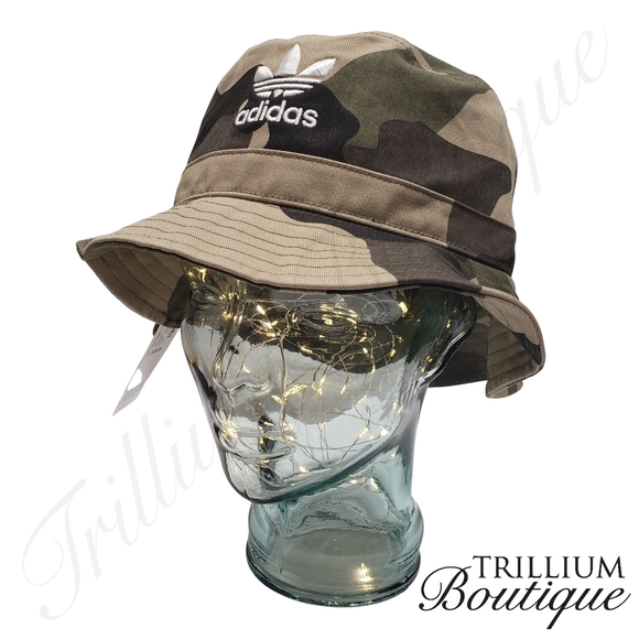 BUNDLE ADIDAS Originals Unisex Washed Bucket Leaf Hat & Camo AOP Bucket Hat NWT - Picture 7 of 9